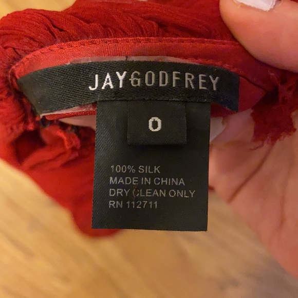 Red Silk Jay Godfrey Dress Size 0 - Picture 3 of 6